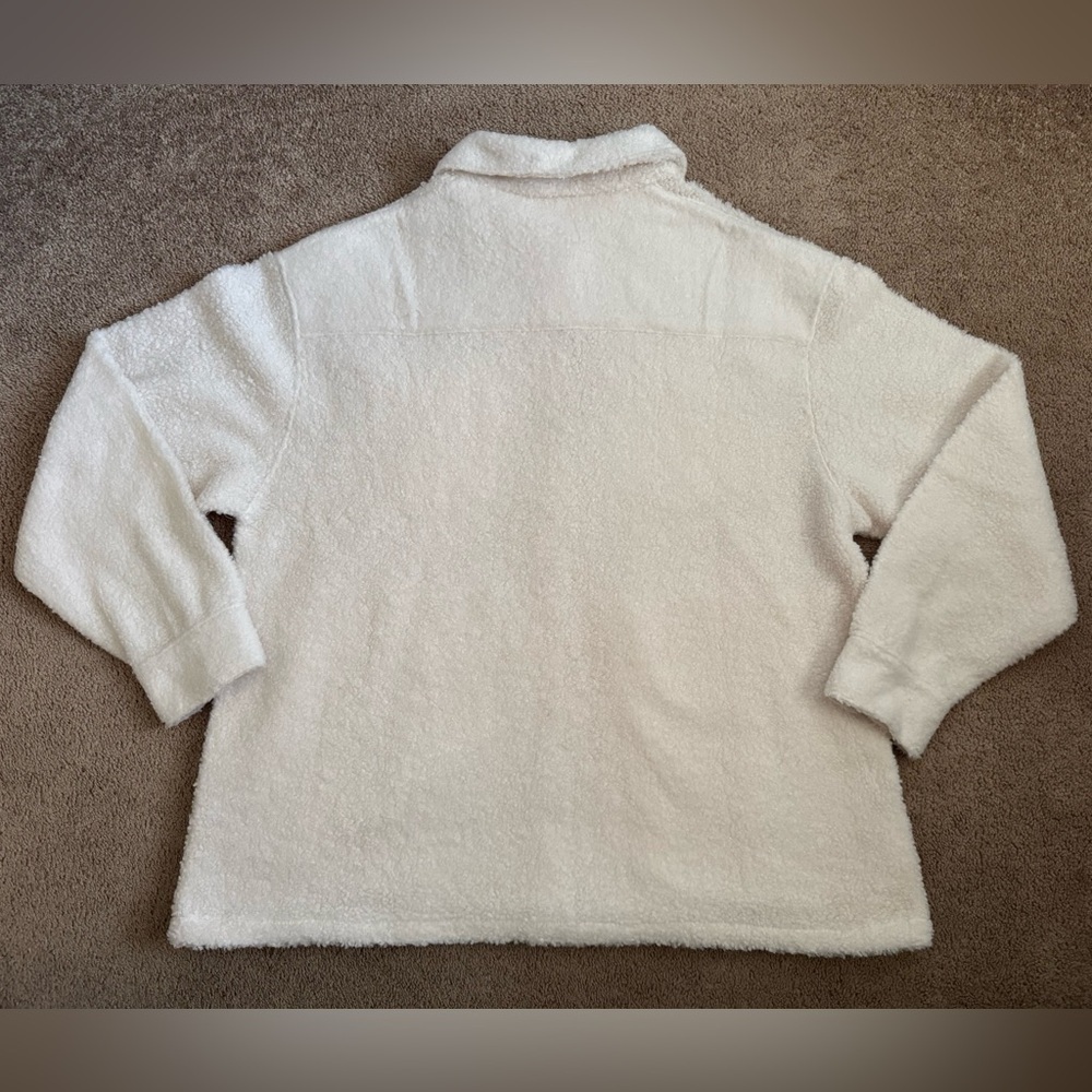 Linda Anderson Sherpa Shacket Jacket Women’s XXL Cream Button Front Teddy Fleece - Picture 2 of 8